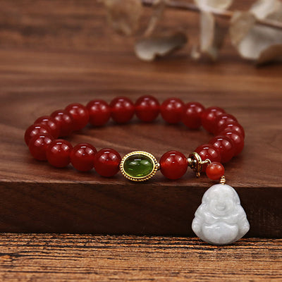 Bracelet Bouddha Succès en Agate Rouge 8 mm pour la Confiance