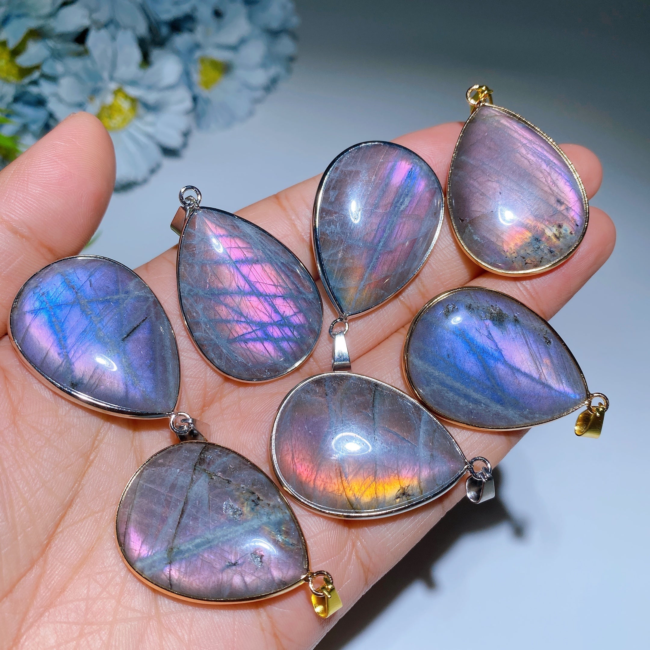 Pendentif goutte d'eau en labradorite de 35 mm pour la guérison spirituelle