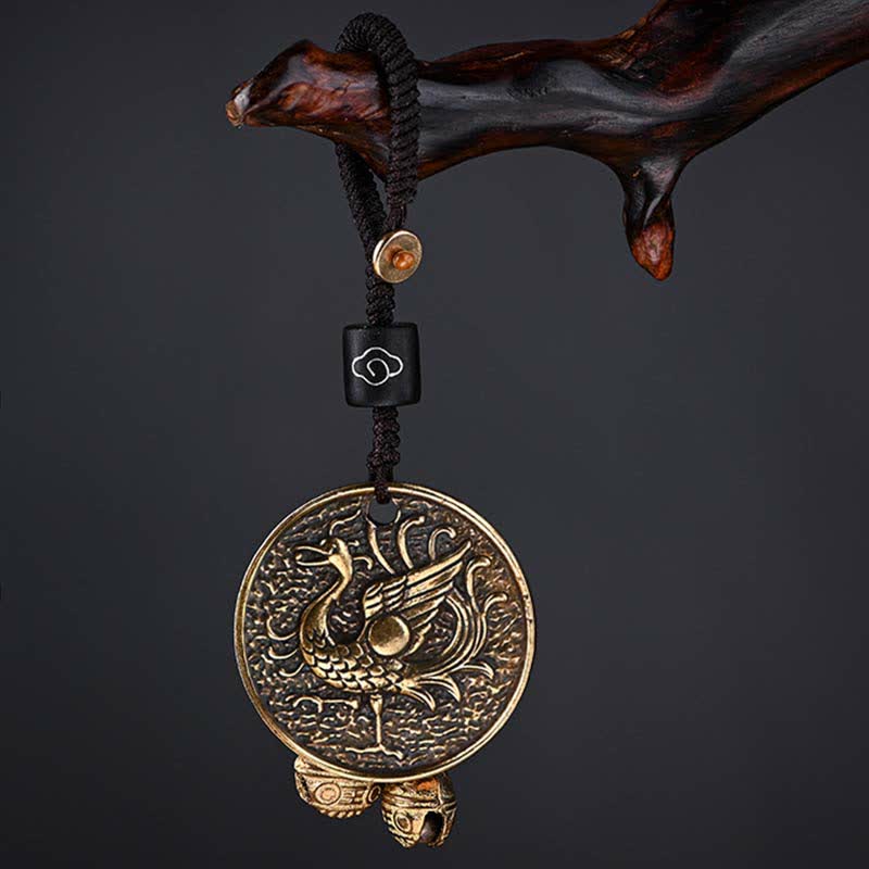 Porte-clés en cuivre à quatre symboles avec dragon azur et créatures mythiques