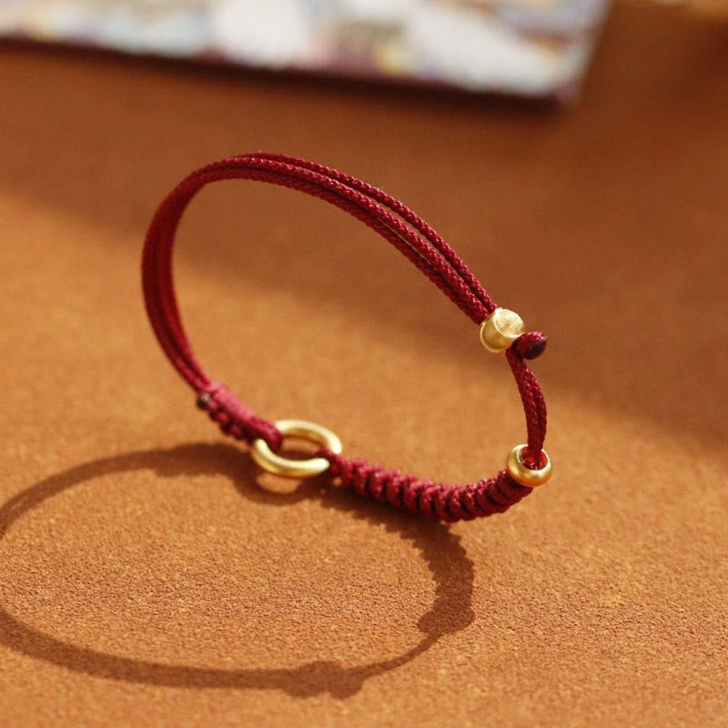 Alloy Peace Buckle Red String Bracelet for Protection & Luck