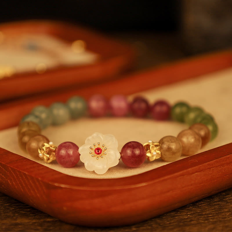Bracelet Love en jade tourmaline coloré pour poignet de 14 à 16 cm