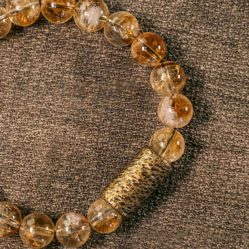 Bracelet de protection en citrine naturelle avec perles en laiton
