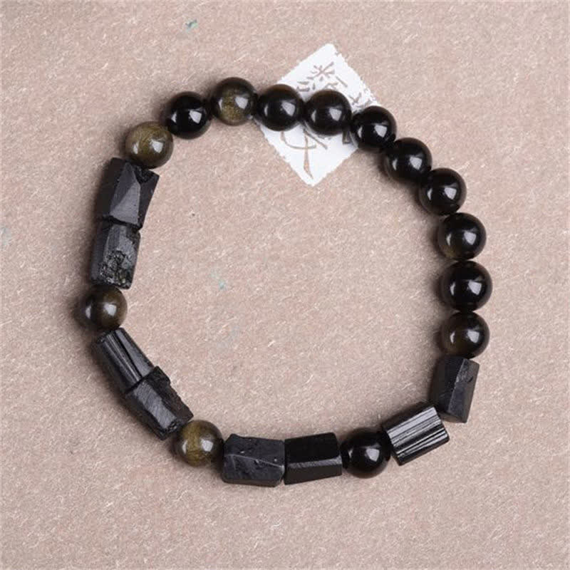 Bracelet de protection en obsidienne dorée brillante de 8 mm