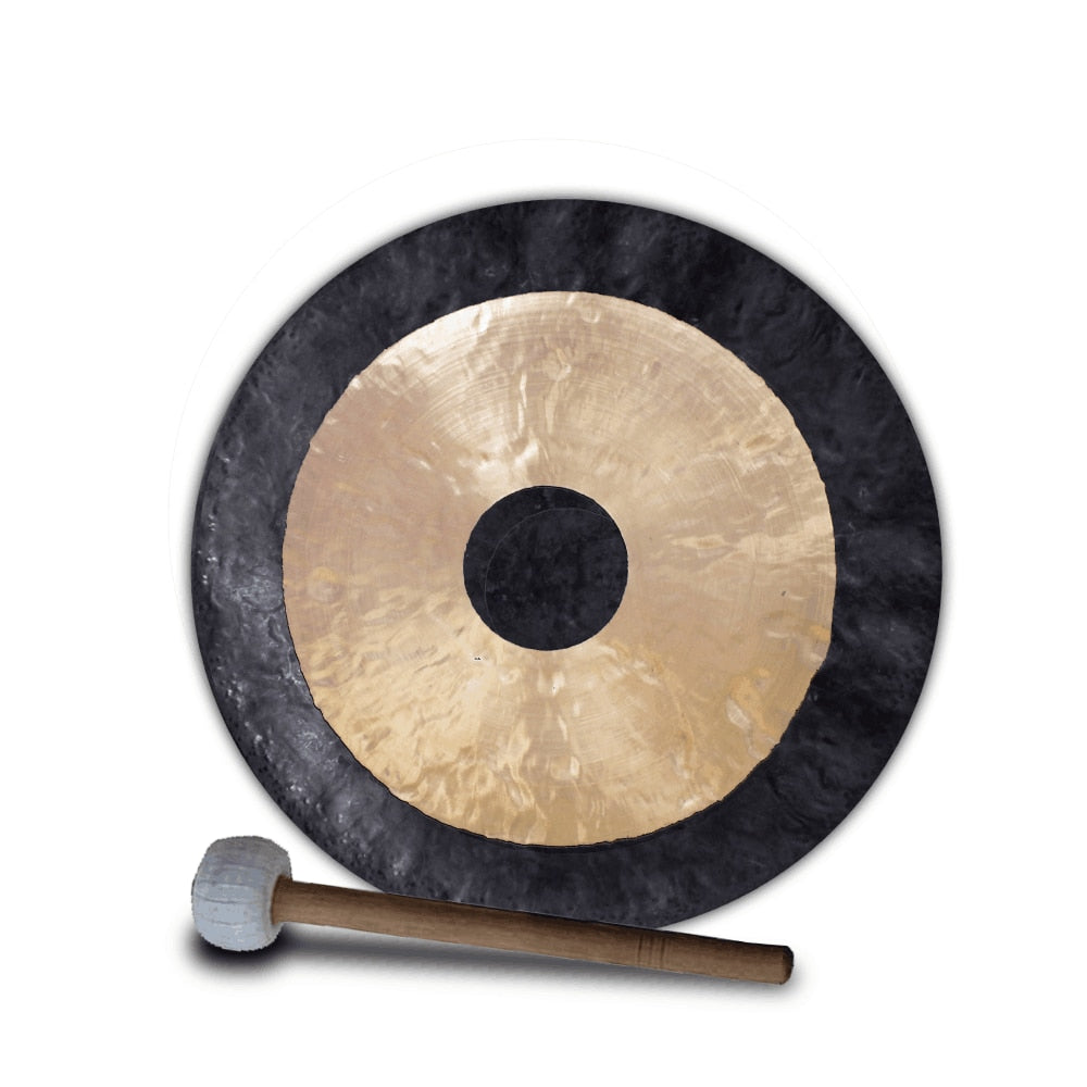 Traditional 38 Inch Chinese Gong Instrument with Wooden Mallet for Meditation