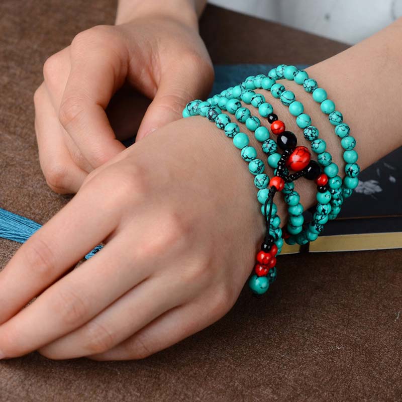 Bracelet de protection unisexe turquoise, onyx noir, turquoise rouge