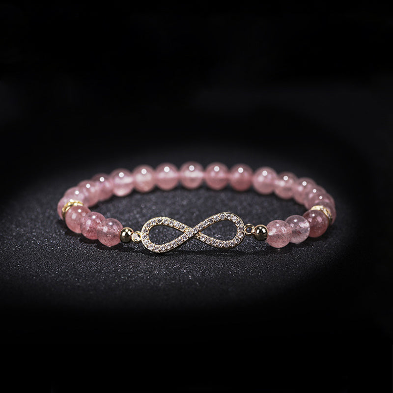 Bracelet spirituel de positivité en quartz fraise naturel de 7 mm