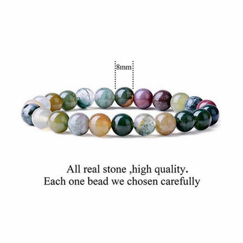 Bracelet en agate indienne 8 mm pour la chance et l'énergie calme