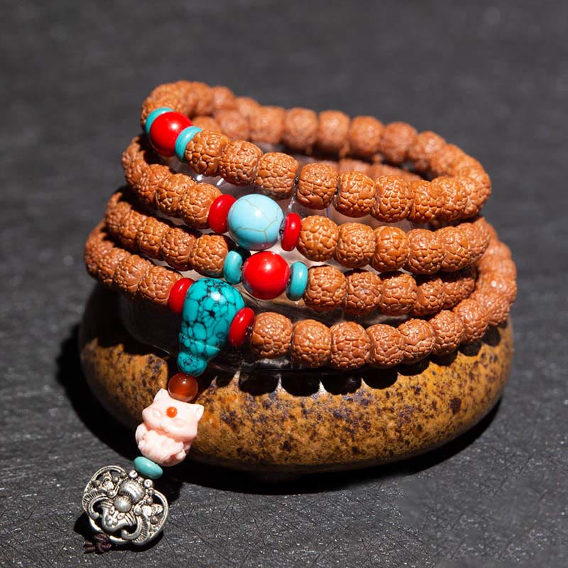 Bracelet Mala tibétain à 108 perles Bodhi Seed Zodiac Charm