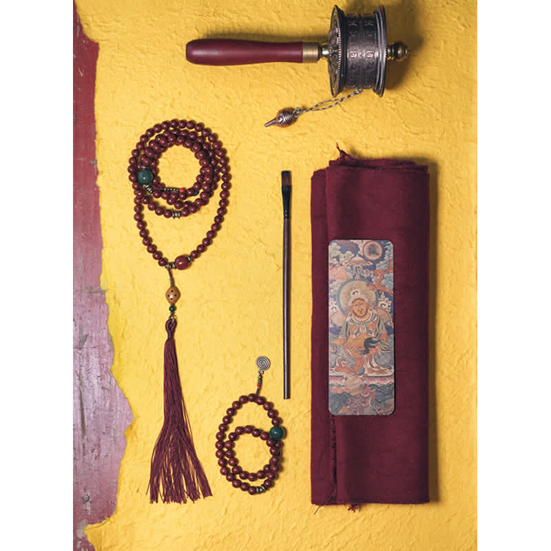 Bracelet de paix en cuivre et jade cyan Bodhi Seed de 8 mm