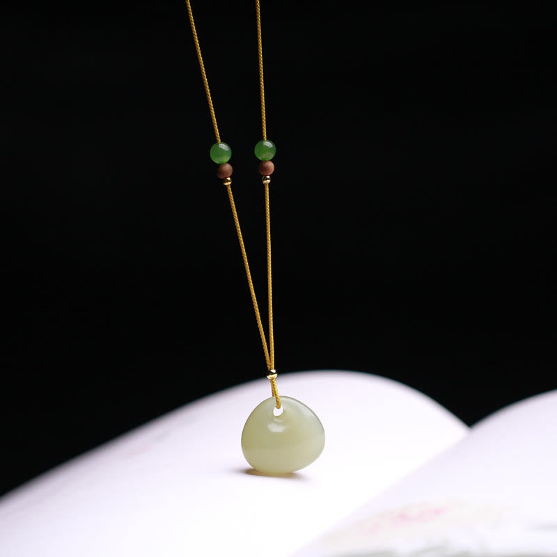 Collier pendentif prospérité en jade Hetian | Modèle petit sac