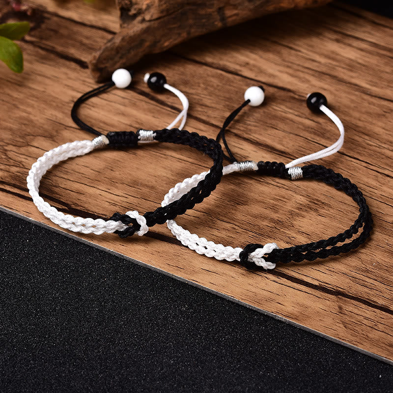 Handmade Black White Rope Braided Red String Bracelet for Protection