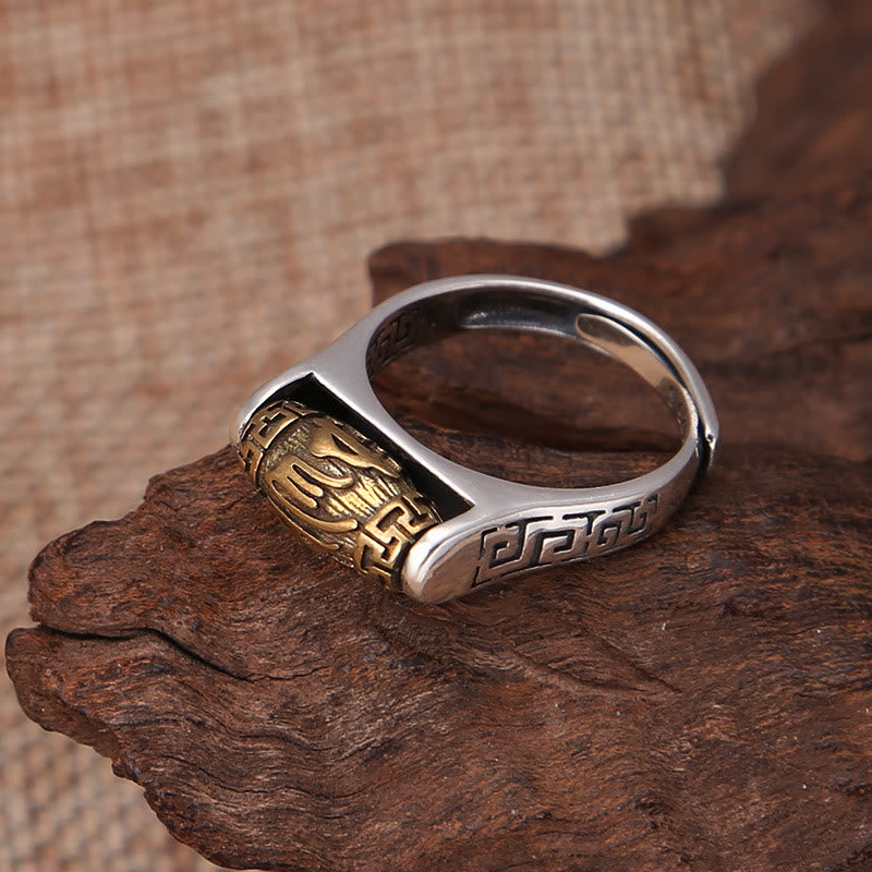 Bague rotative réglable en cuivre Om Mani Padme Hum Pureté