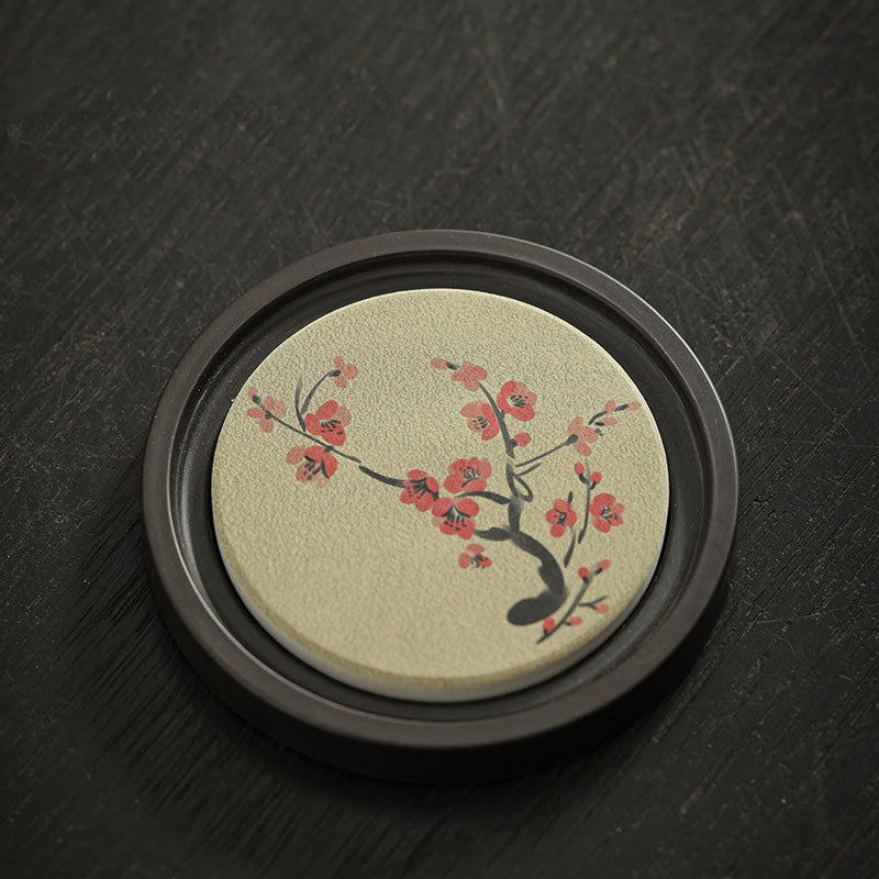 Dessous de verre zen en céramique 7,9 cm | Décor zen naturel