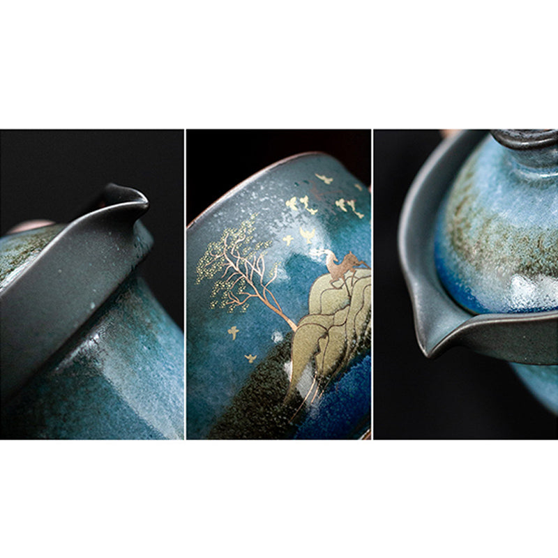 Tasse à thé en céramique avec motif cerf et chat pour une sérénité spirituelle