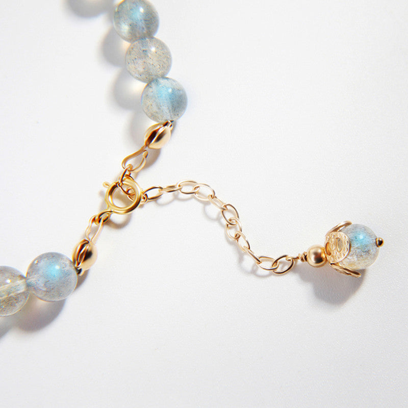Bracelet Pixiu en quartz fraise et pierre de lune pour la richesse et l'amour