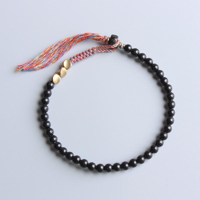 6.7-7in Black Onyx Tassel Bracelet | Protection & Strength