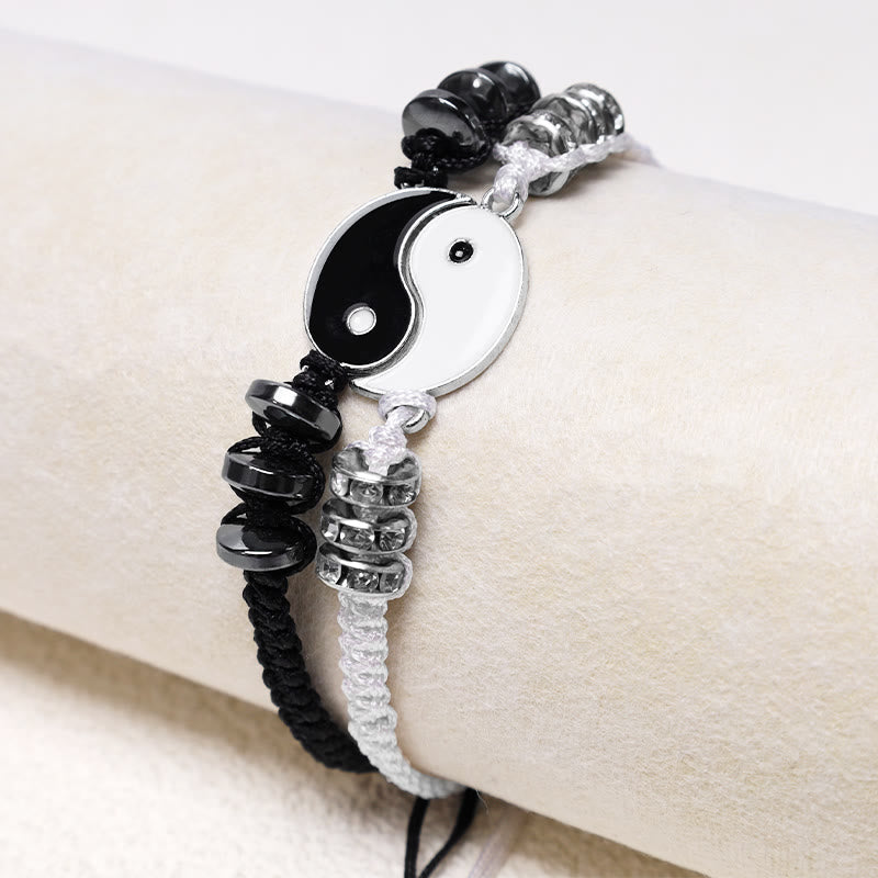 Unisex Yin Yang Hematite Couple Bracelets for Balance & Focus