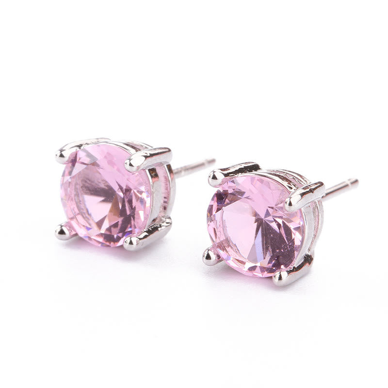 Boucles d'oreilles unisexes Love en améthyste naturelle avec diverses pierres précieuses 7 mm