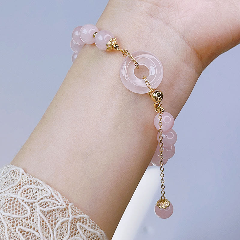 Bracelet d'amour avec boucle de paix en cristal rose pour la tranquillité intérieure