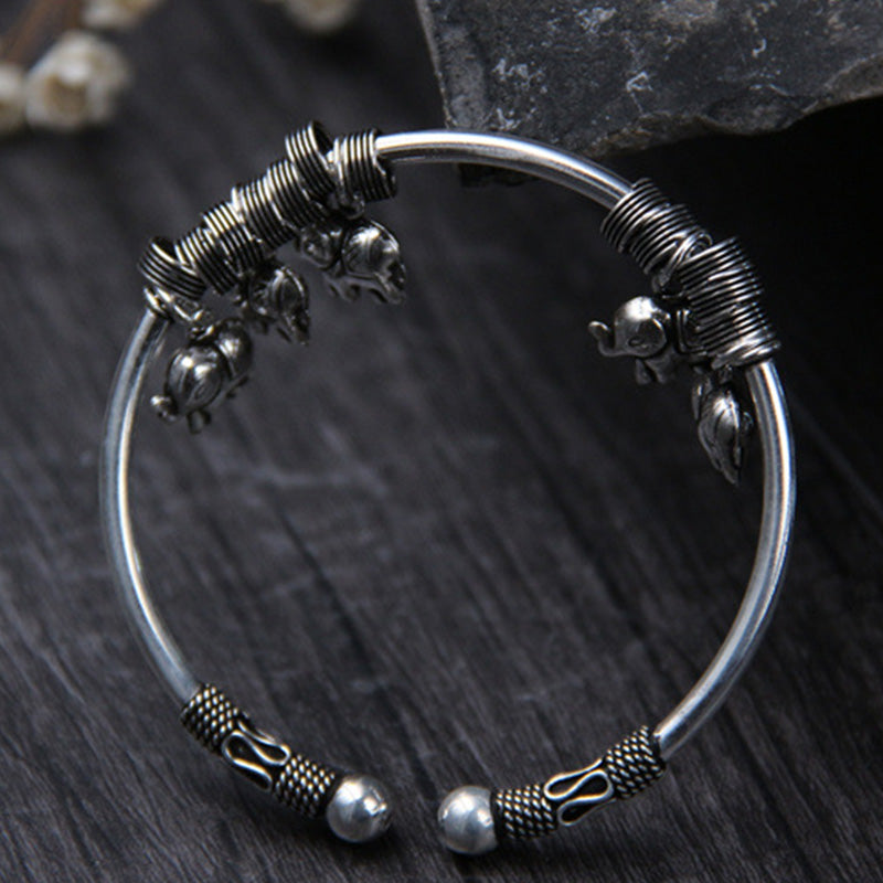925 Sterling Silver Elephant Strength Bracelet | Wisdom Symbol