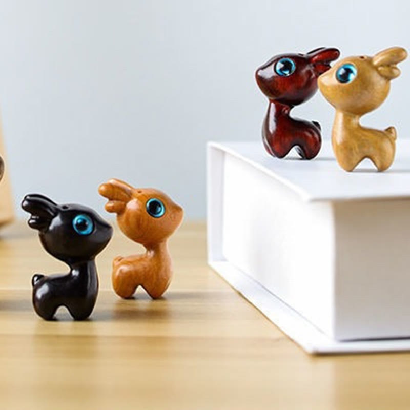 Figurine de protection en bois de santal, mini cerf porte-bonheur, petite taille, 3,6 cm