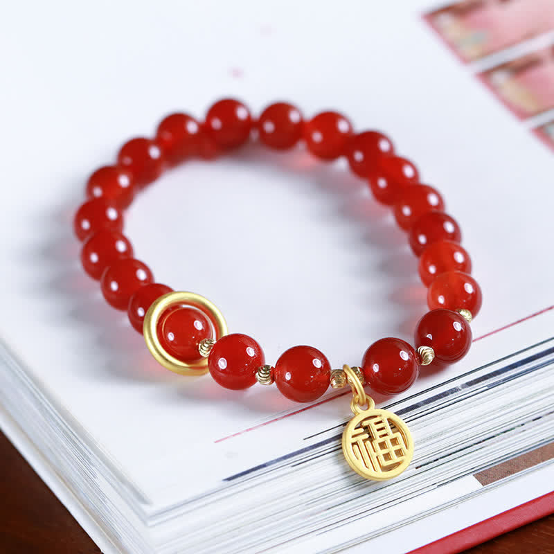 Bracelet de confiance en agate rouge naturelle pour le calme et la croissance