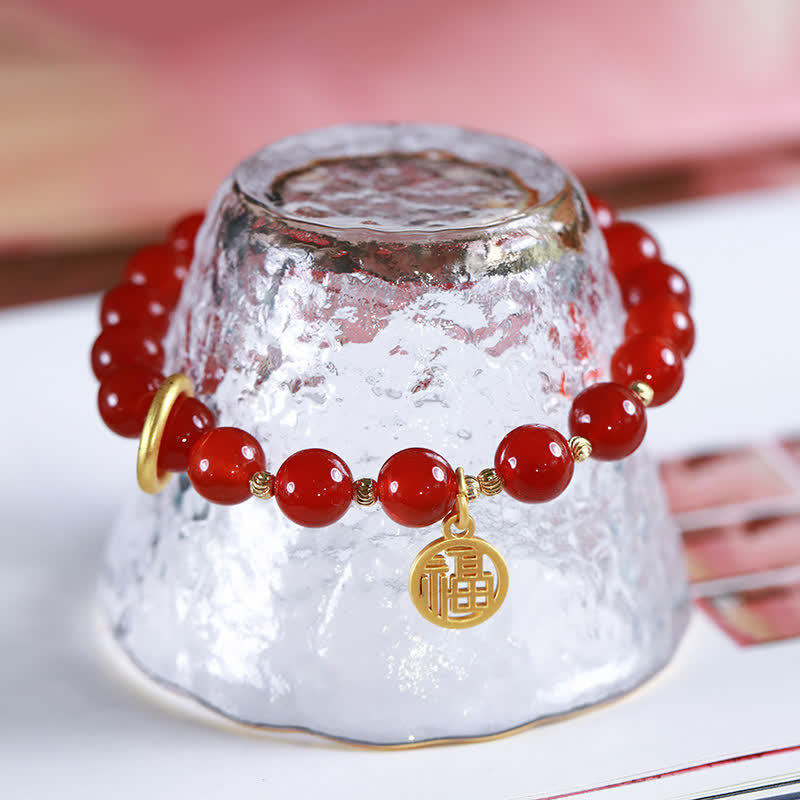 Bracelet de confiance en agate rouge naturelle pour le calme et la croissance