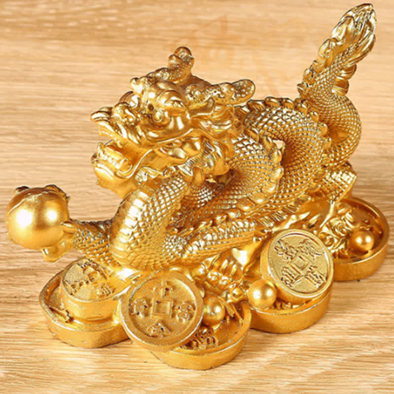 Pièce de monnaie Feng Shui en cuivre représentant un dragon | Richesse et chance