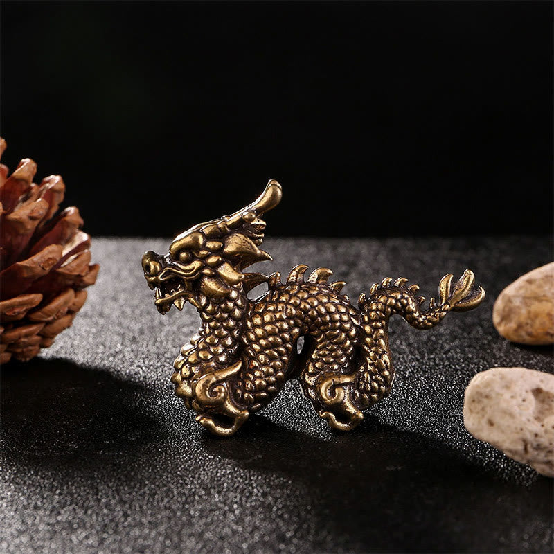 Statue de dragon chinois | Petite figurine de dragon en laiton 6 cm