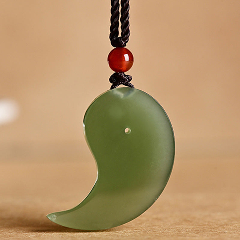Collier de protection en jade blanc et jade cyan Yin Yang