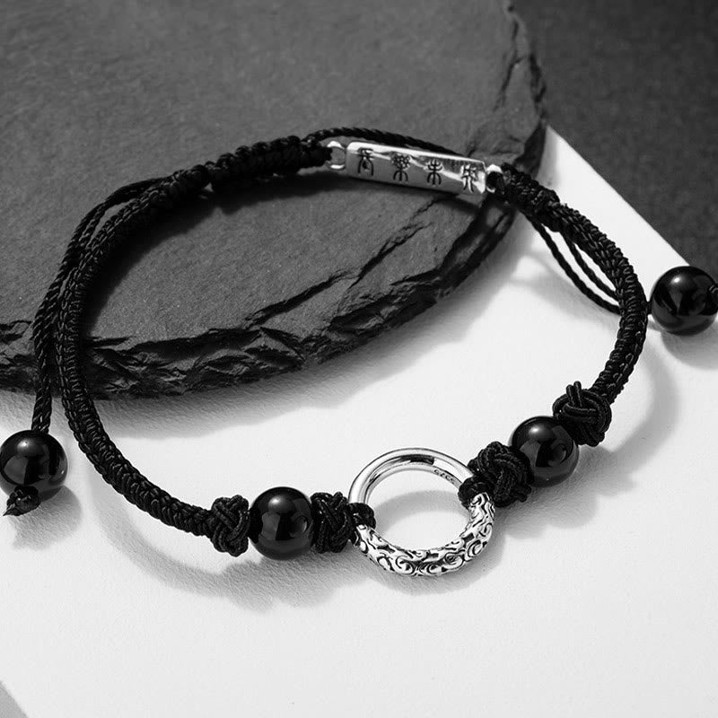 Bracelet de protection spirituelle avec boucle de paix en onyx noir