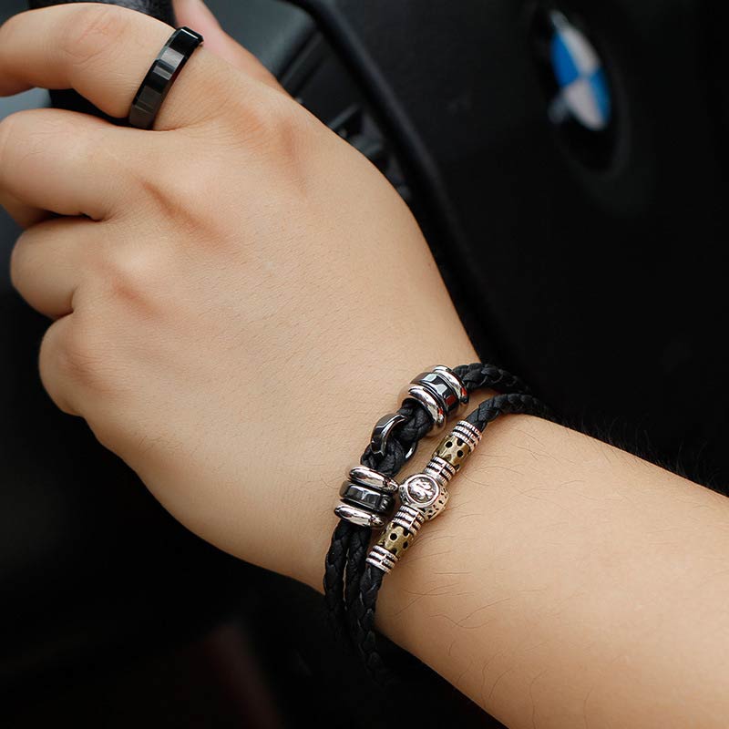 Bracelet de protection unisexe en hématite avec 12 constellations du zodiaque