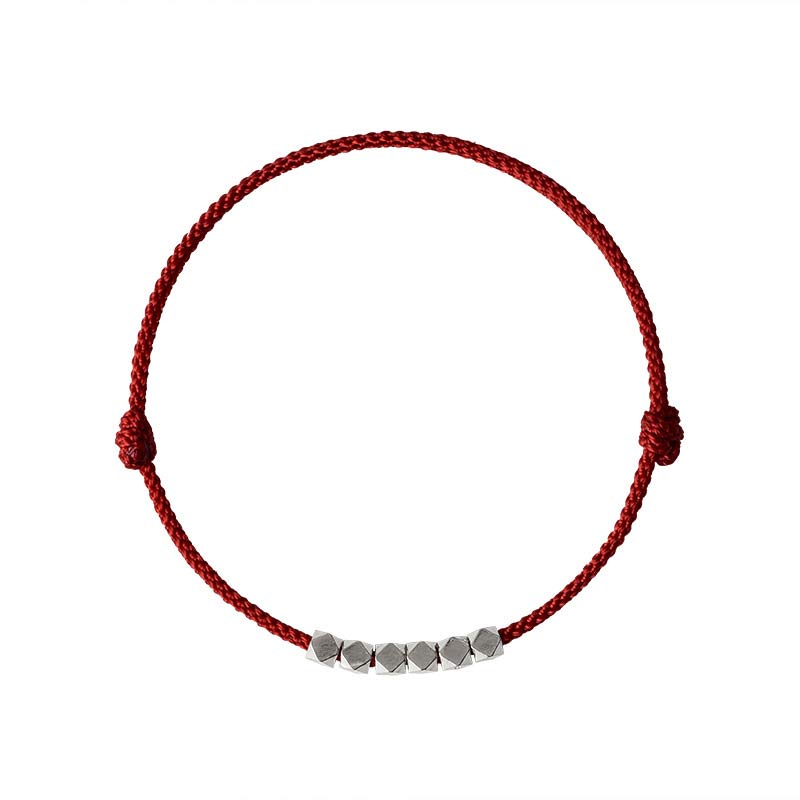 Bracelet de cheville tressé en argent sterling 925 avec cordon rouge pour la protection