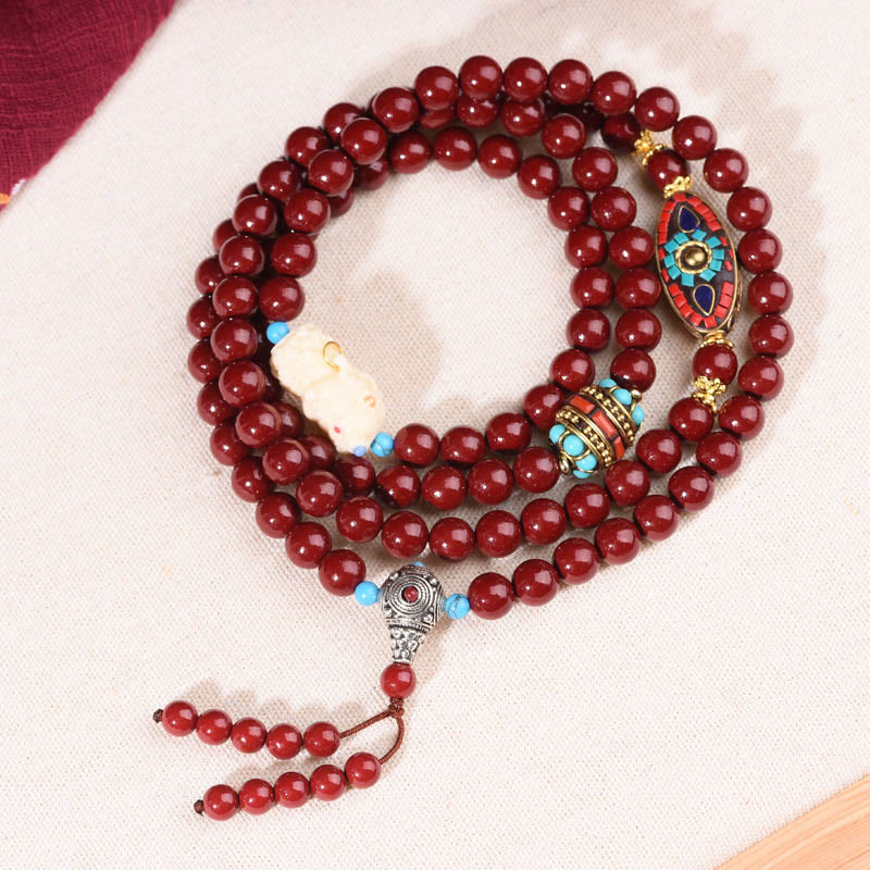 Bracelet Mala Tara Calme Bodhisattva Cinabre 8 mm