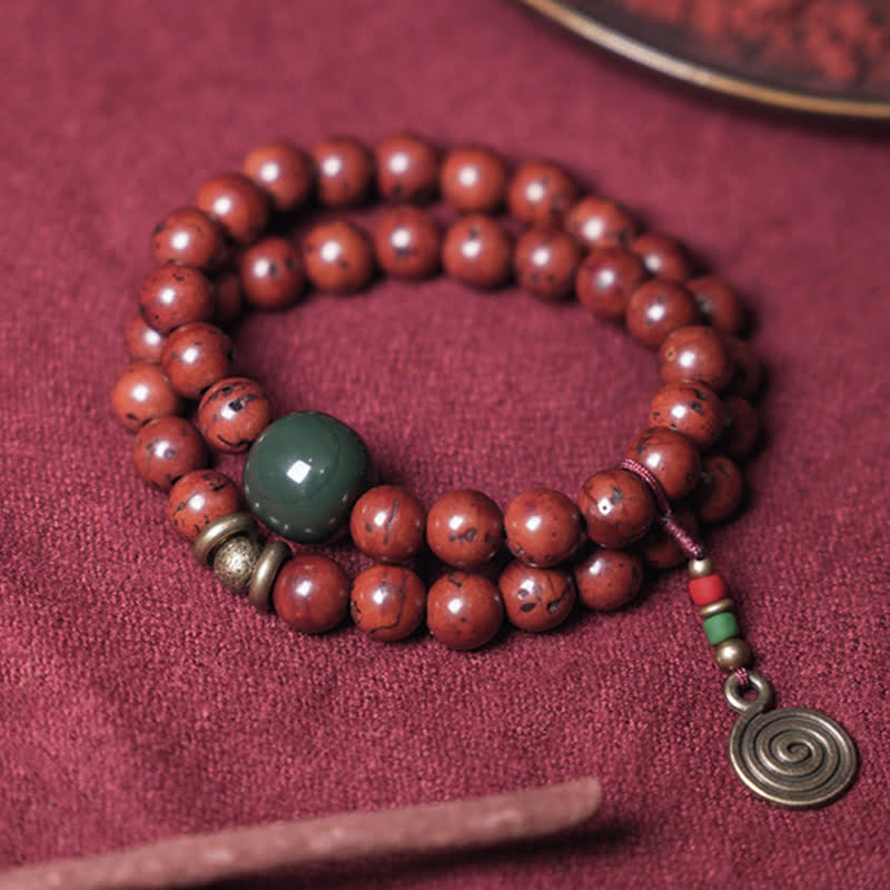 Bracelet de paix en cuivre et jade cyan Bodhi Seed de 8 mm