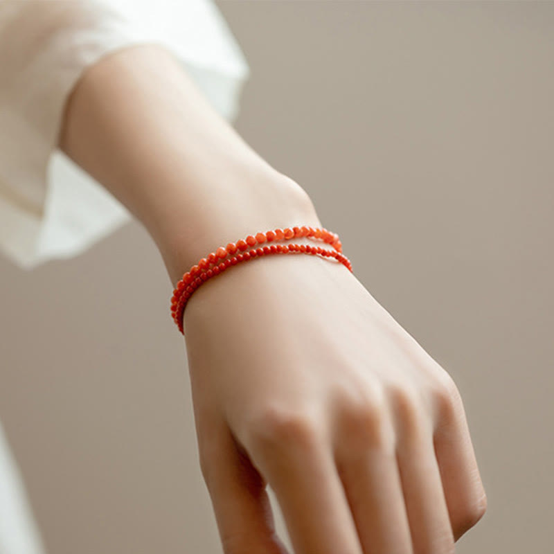 Bracelet de confiance en agate rouge cerise de 3 mm