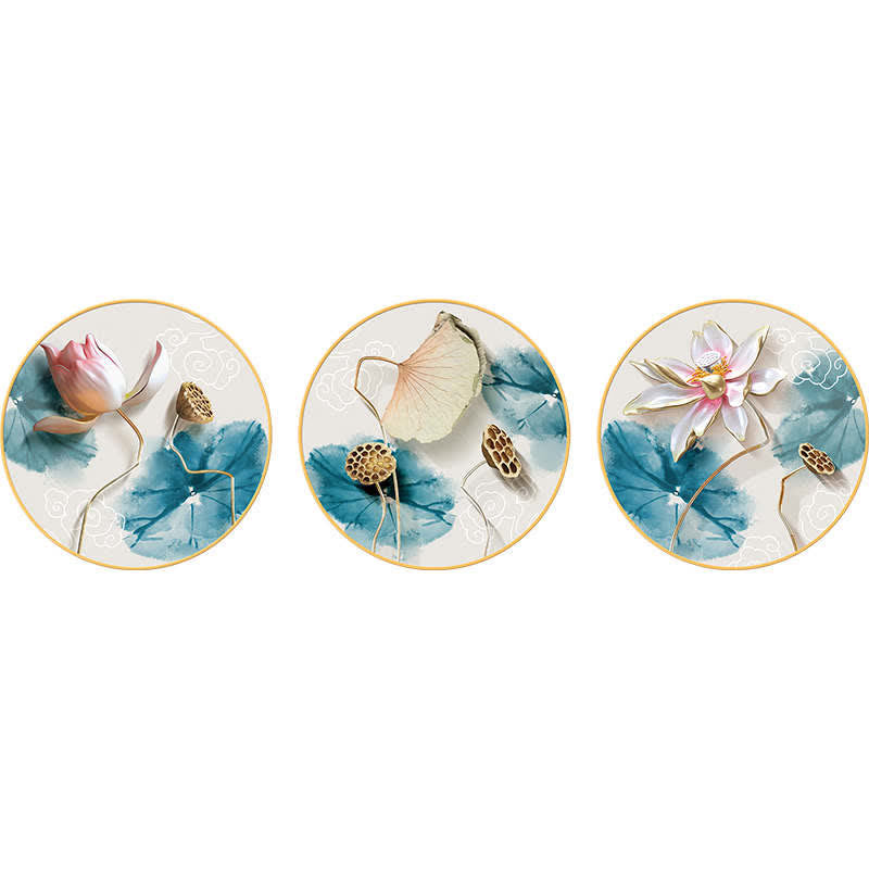 Lot de 3 autocollants muraux de méditation et d'illumination en forme de fleur de lotus
