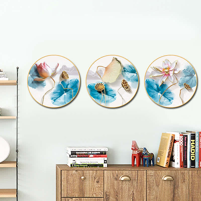 Lot de 3 autocollants muraux de méditation et d'illumination en forme de fleur de lotus