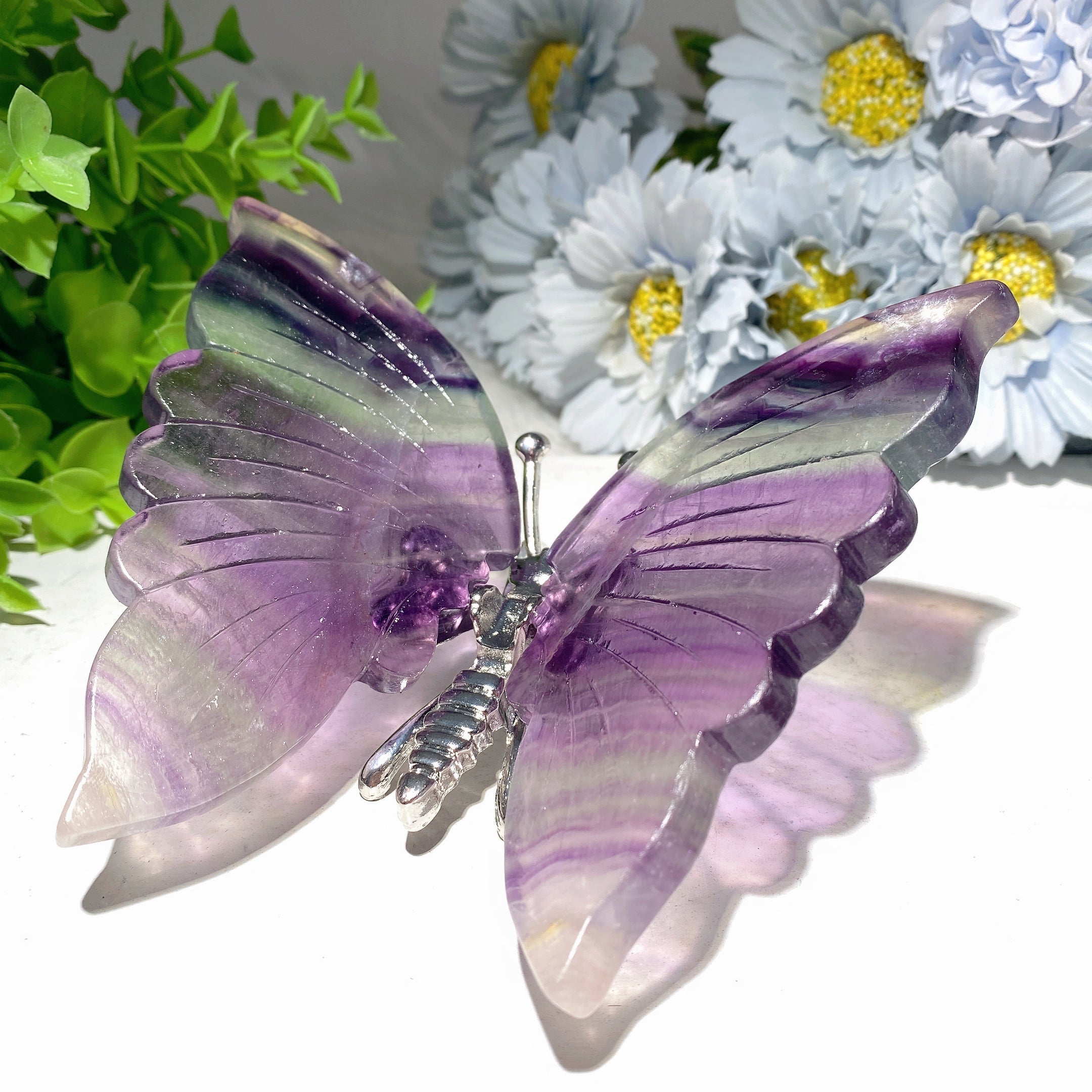 4.0-4.8" Fluorite Crystal Animal Carvings - Butterfly & Dragonfly