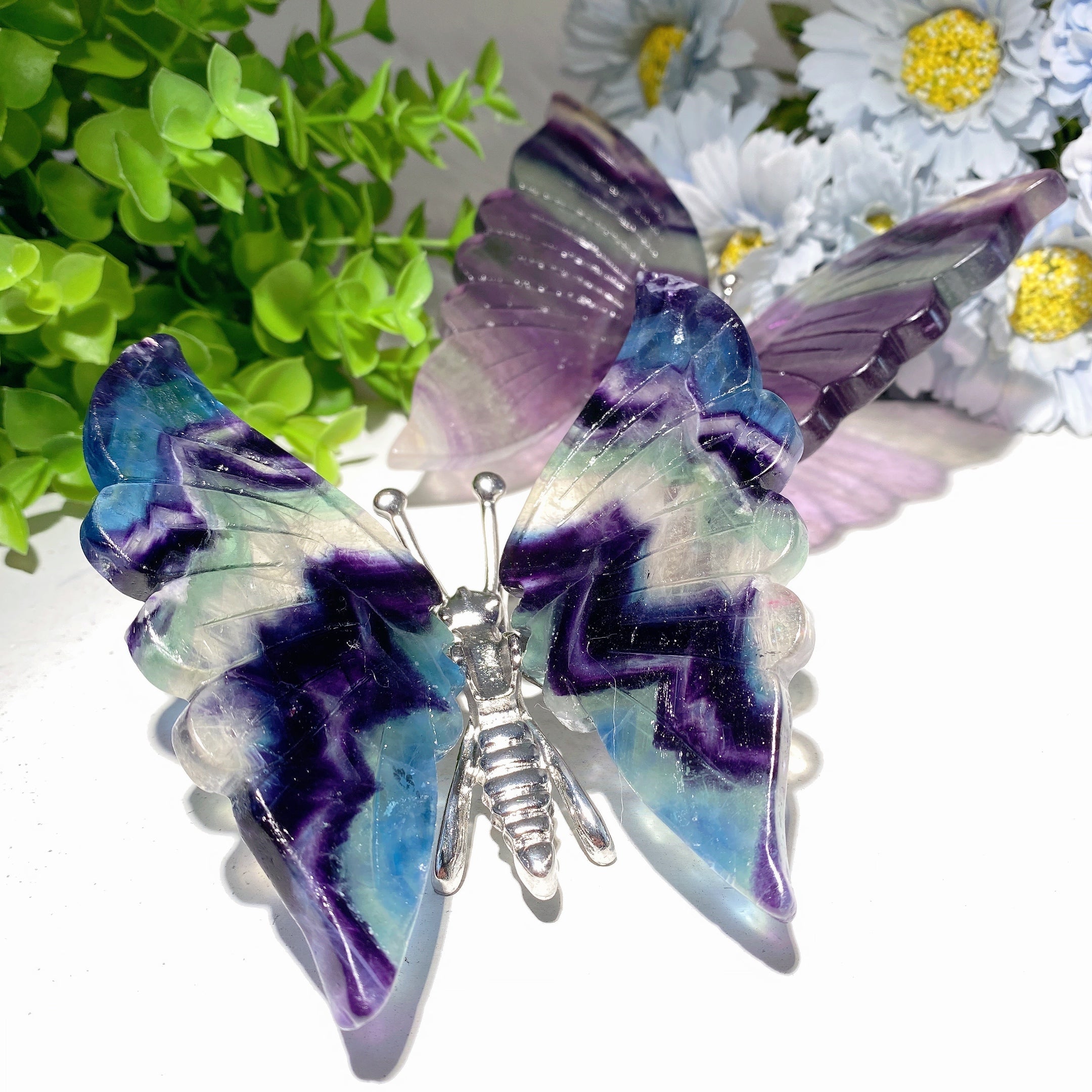 4.0-4.8" Fluorite Crystal Animal Carvings - Butterfly & Dragonfly