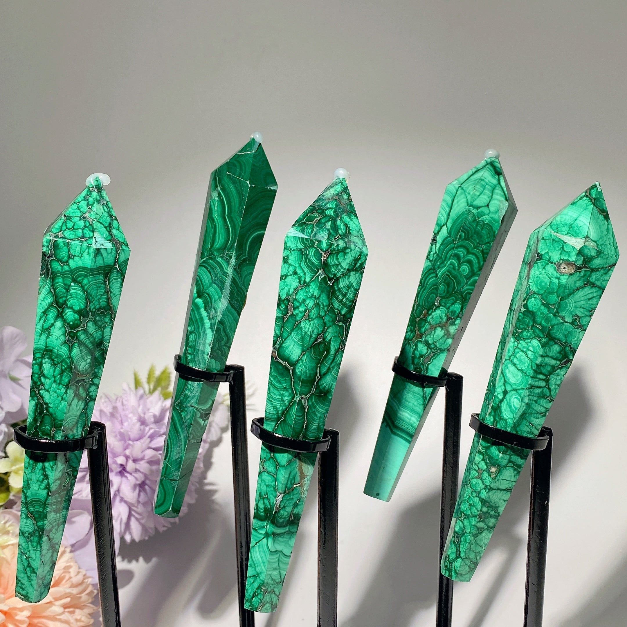 4.0-5.2 Inch Malachite Healing Wand for Energy & Chakra