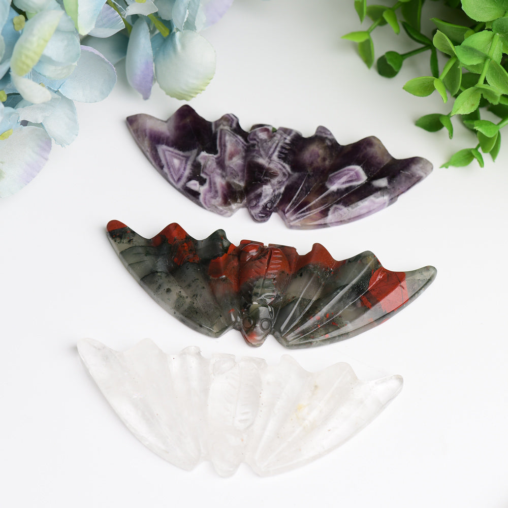 Sculpture de chauve-souris en cristal mixte de 4,1 pouces pour la guérison et la décoration
