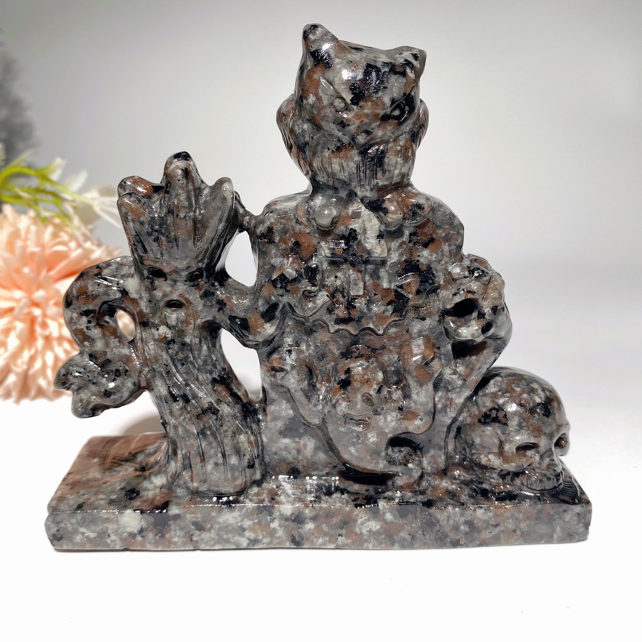 Statue spirituelle Yooperlite de 4,2 pouces représentant une scène d'Halloween