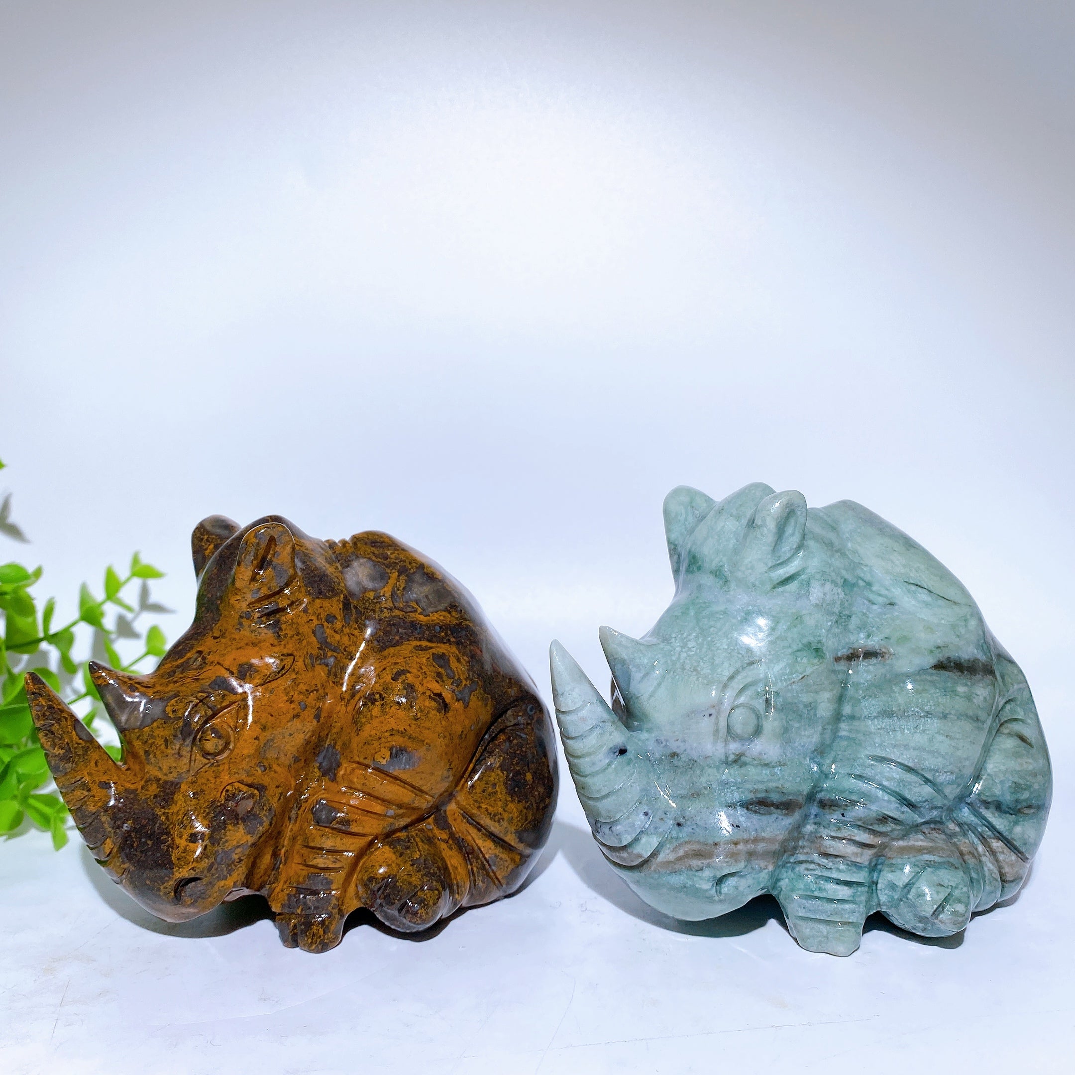 4.5 Inch Jade Rhinoceros Figurine for Spiritual Healing