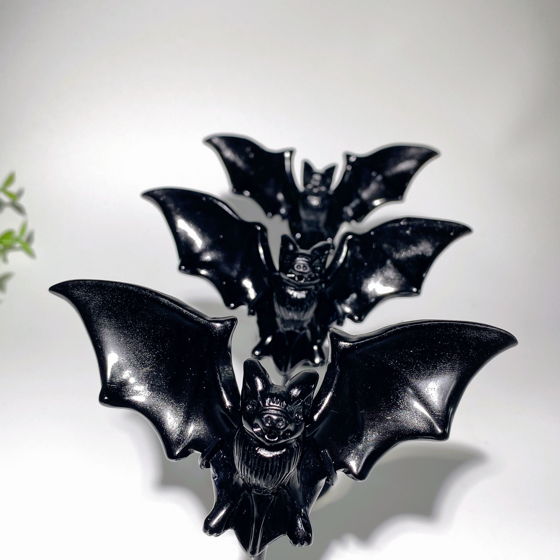 Sculpture de chauve-souris en obsidienne yooperlite de 4,8 pouces pour la guérison