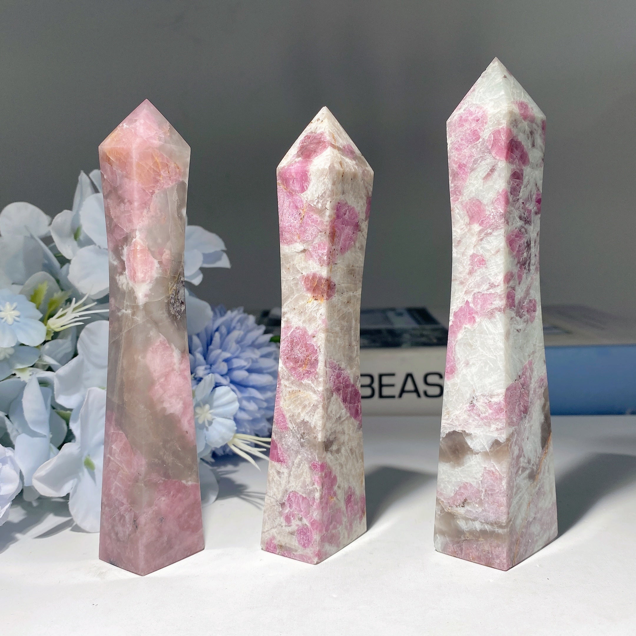 4 to 8 inch Pink Tourmaline Tower Crystal for Healing & Energy