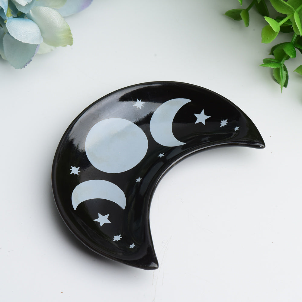 Bol lunaire en céramique de 4 pouces pour une décoration intérieure spirituelle