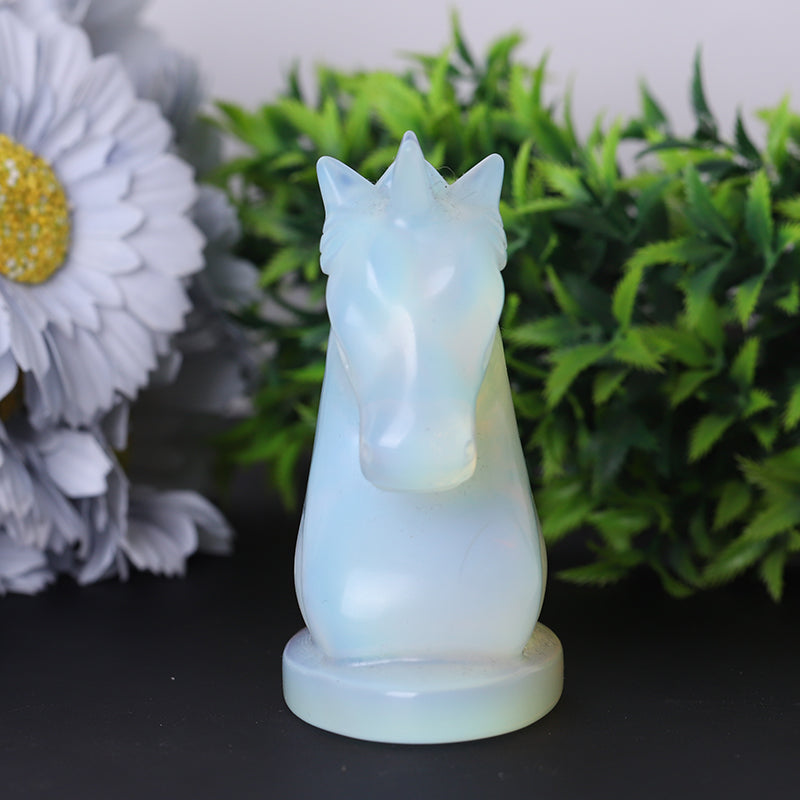 Figurine de licorne en cristal d'opalite de 4 pouces pour collection