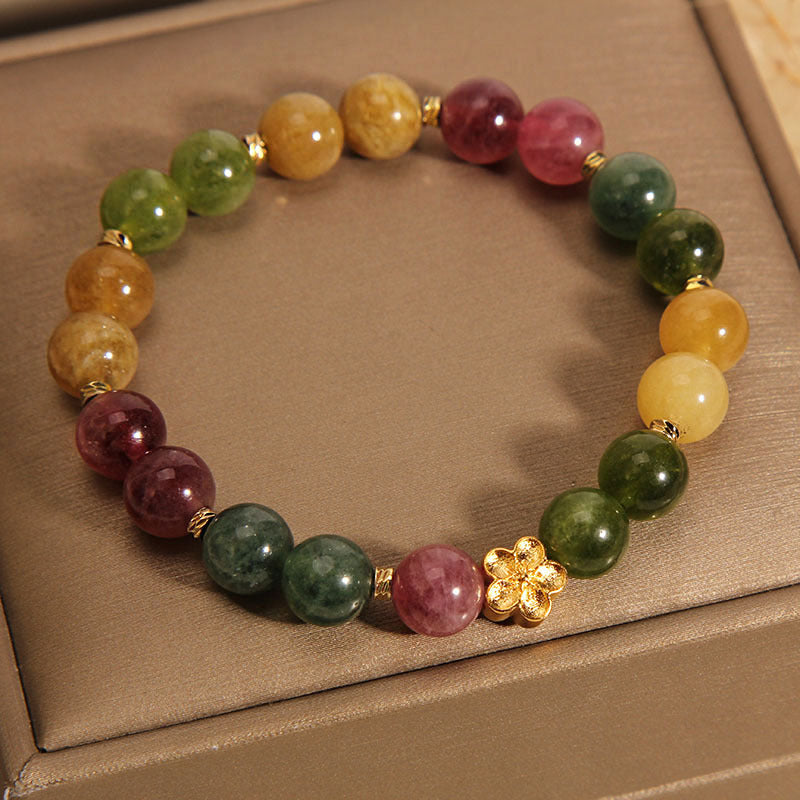 Bracelet spirituel positif en tourmaline colorée naturelle 14-16 cm