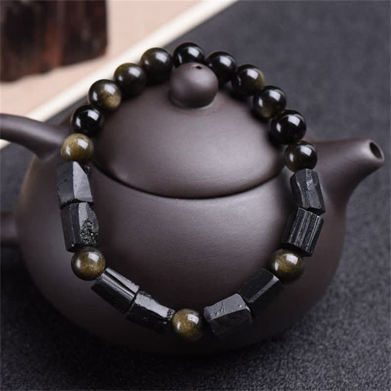 8mm Gold Sheen Obsidian Wealth Bracelet Protection